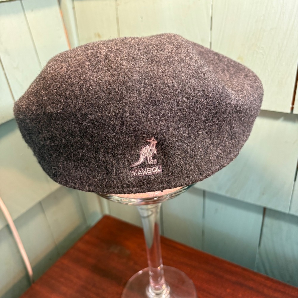 Vintage Kangol Wool 504 Flat Cap Charcoal Grey Hat Mens Medium Y2K 90's Newsboy